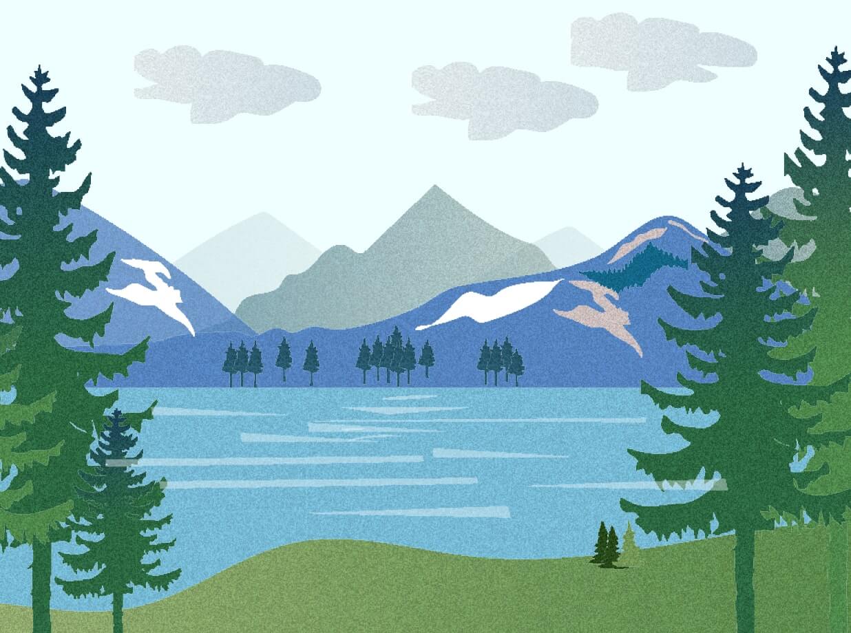 Nature montagne lac arbres